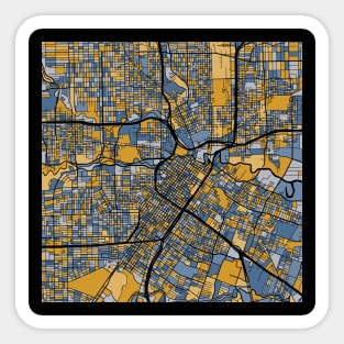 Houston Map Pattern in Blue & Gold Sticker